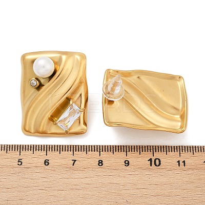 304 Stainless Steel Cubic Zirconia Stud Earrings EJEW-Z110-03G-02-1