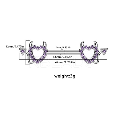 6 Styles 316L Surgical Stainless Steel Cubic Zirconia Nipple Nail Ring Sets WGE45DD-07-1