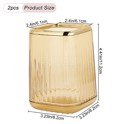 Gold Brim Square Mouth Plastic Pen Holders DJEW-WH0039-41C-1