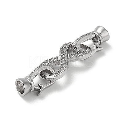 Rack Plating Brass Micro Pave Cubic Zirconia Fold Over Clasps KK-K377-12P-1