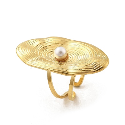 Oval 304 Stainless Steel Open Cuff Ring RJEW-R014-01G-1