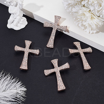 4Pcs Cross Rhinestone Lapel Pins JEWB-HY0001-50RG-1