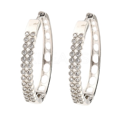 Brass Cubic Zirconia Hoop Earrings EJEW-D078-22P-1
