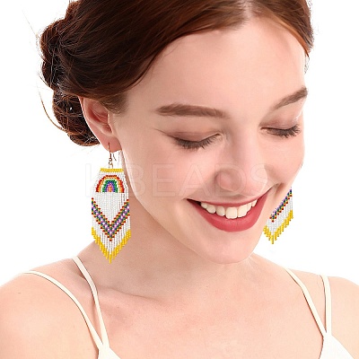 Brass Boho Chandelier Earrings EJEW-D105-01D-1