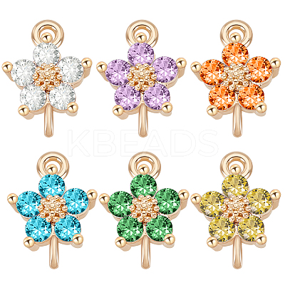 24Pcs 6 Colors Transparent Glass Connector Charms GLAA-GA0001-73-1