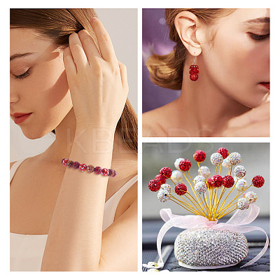 100Pcs 5 Colors Pave Disco Ball Beads RB-TA0001-25-1