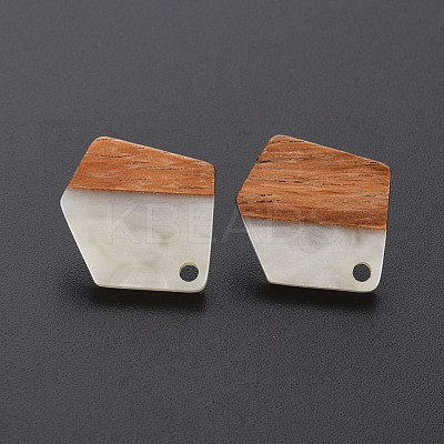 Two Tone Resin & Walnut Wood Stud Earring Findings MAK-N032-032-1
