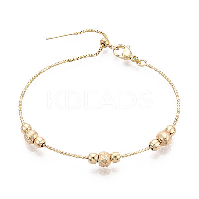 Adjustable Brass Beaded Slider Bracelets for Women BJEW-T022-24G-1