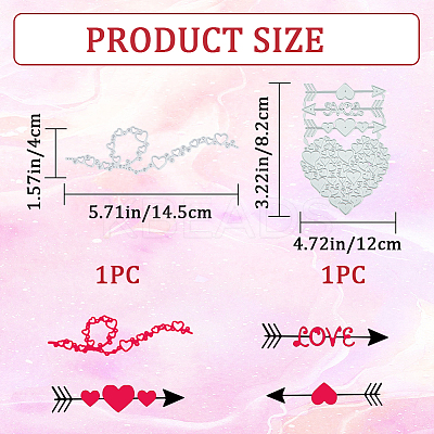 Valentine's Day Theme Heart Carbon Steel Cutting Dies Stencils Set DIY-CP0009-55-1