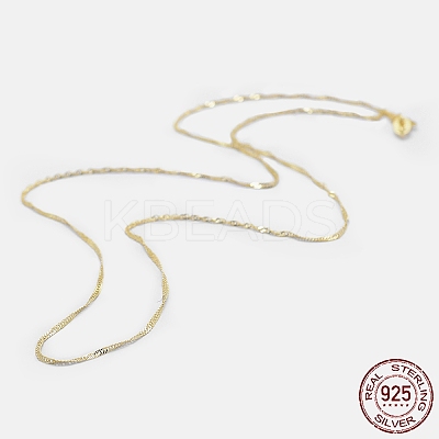 925 Sterling Silver Singapore Chain Necklaces LS-STER-F039-45cm-06G-1