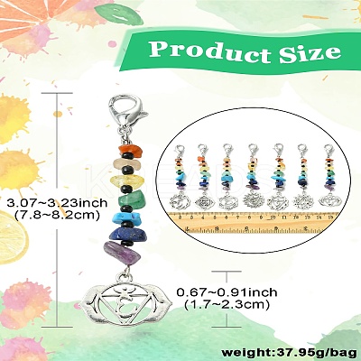 7Pcs Natural & Synthetic Gemstone Pendant Decoration HJEW-CJ00057-1
