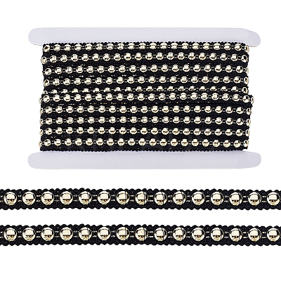 10 Yards Polyester with ABS Plastic Half Round Bead Lace Trim OCOR-GA0002-76A-1