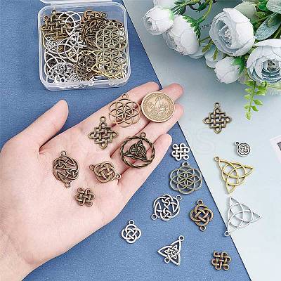 56Pcs 14 Style Tibetan Style Alloy Links connectors FIND-SC0002-14-1