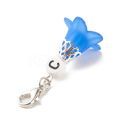 Frosted Flower Transparent Acrylic Pendant Decoration HJEW-JM00628-03-1