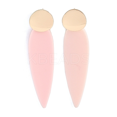 Brass Resin Teardrop Stud Earrings for Women EJEW-U030-01G-02-1