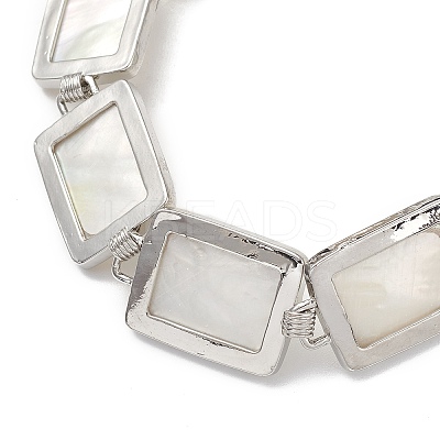 Natural White Shell Link Chain Bracelets BJEW-E077-02P-04-1