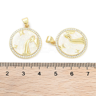 Brass Micro Pave Clear Cubic Zirconia Pendants KK-L213-010G-07-1