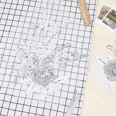 3D Flower Polyester Embroidery Sew on Flower Appliques PATC-WH0008-24A-1