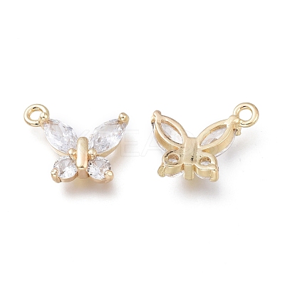 Brass Micro Clear Cubic Zirconia Pendants ZIRC-H101-04G-1