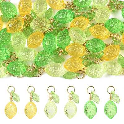 36Pcs 3 Colors Lemon Acrylic Pendants PALLOY-FS00059-02-1