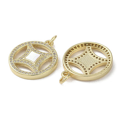 Brass Micro Pave Cubic Zirconia Pendants KK-G485-15G-1