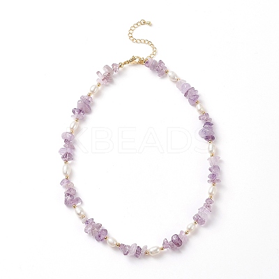 4Pcs 4 Style Natural Mixed Gemstone Chips & Pearl Beaded Necklaces Set for Women NJEW-JN04008-1