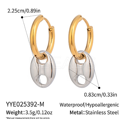 Stainless Steel Two Tone Oval Hoop Earrings YC0014-4-1