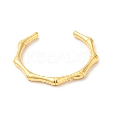 Ion Plating(IP) 304 Stainless Steel Bamboo Open Cuff Ring for Women RJEW-I085-10G-1