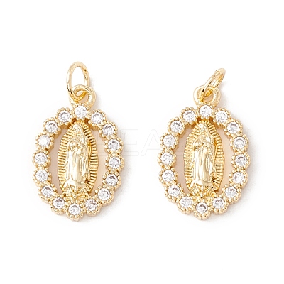 Rack Plating Brass Micro Pave Clear Cubic Zirconia Pendants ZIRC-I057-23G-1