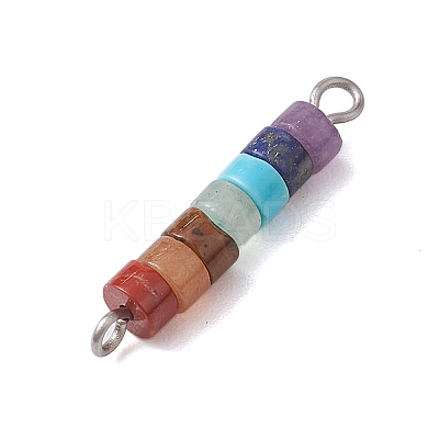7 Chakra Mixed Gemstone Disc Beaded Connector Charms PALLOY-JF02744-01-1