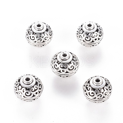 Brass Hollow Beads KK-I394-AS-1