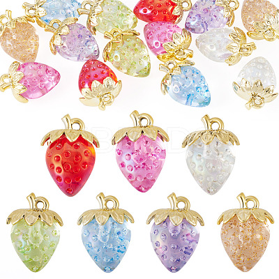 14Pcs 7 Styles Transparent Acrylic with Alloy Pendants TACR-TA0001-86-1