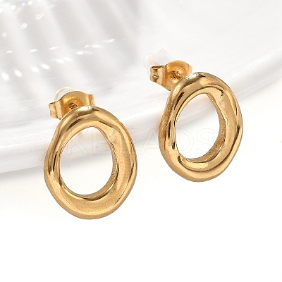 304 Stainless Steel Chunky Oval Studs Earrings for Women EJEW-K306-28G-1