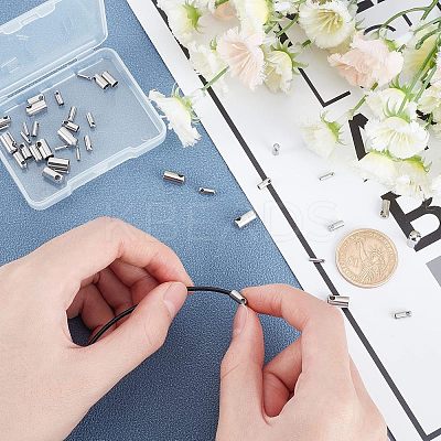 40Pcs 4 Style 304 Stainless Steel Cord Ends STAS-UN0029-93-1