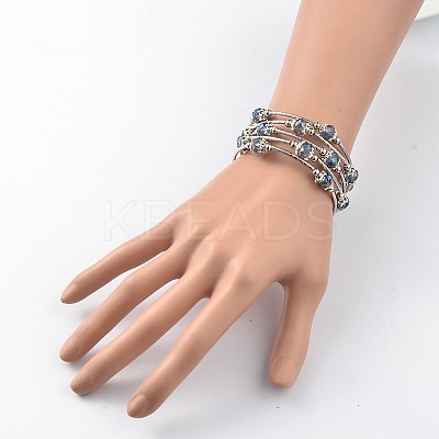 More Loops Glass Beads Wrap Bracelets BJEW-JB02043-1