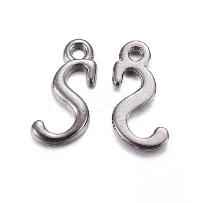 Gunmetal Plated Alloy Letter Pendants PALLOY-J718-01B-S-1