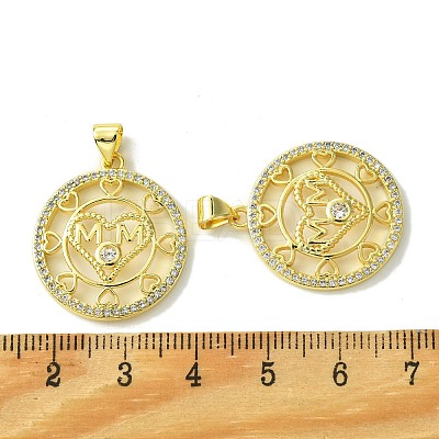 Mother's Day Brass Micro Pave Cubic Zirconia Pendants KK-H472-07G-05-1