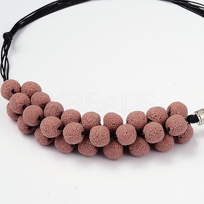 (Jewelry Parties Factory Sale)Lava Rock Beaded Necklaces NJEW-D204-02-1