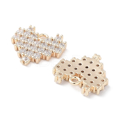 Brass Micro Pave Clear Cubic Zirconia Charms KK-F871-46G-1