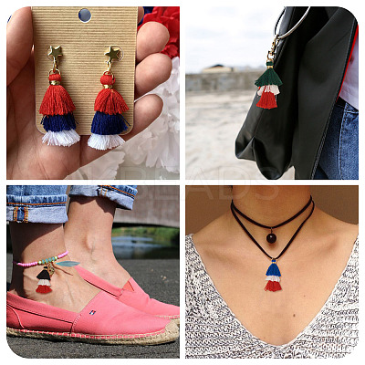 30Pcs 3 Styles Polycotton(Polyester Cotton) Tassel Pendant Decorations FIND-TA0009-07-1