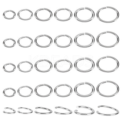 30Pcs 6 Styles Tarnish Resistant 304 Stainless Steel Open Jump Rings STAS-LP0001-62-1