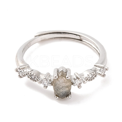 Horse Eye Natural Labradorite Adjustable Rings RJEW-Q817-02P-04-1