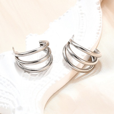 Non-Tarnish 304 Stainless Steel C-shape Stud Earrings EJEW-G298-13A-P-1