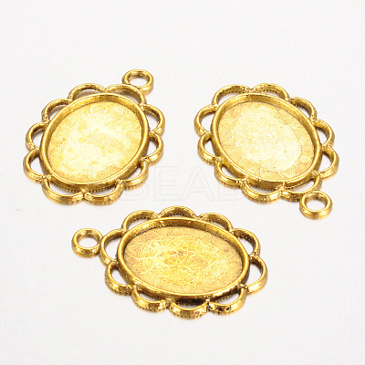 Tibetan Style Alloy Pendant Cabochon Settings TIBEP-0584-G-LF-1