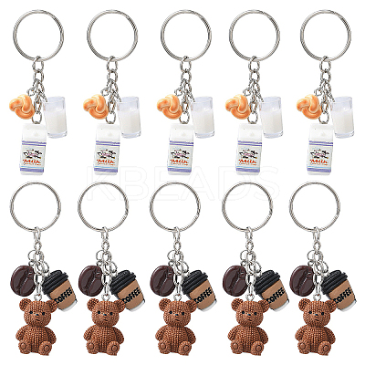 5Pcs Opaque Resin Keychains KEYC-YW00242-01-1