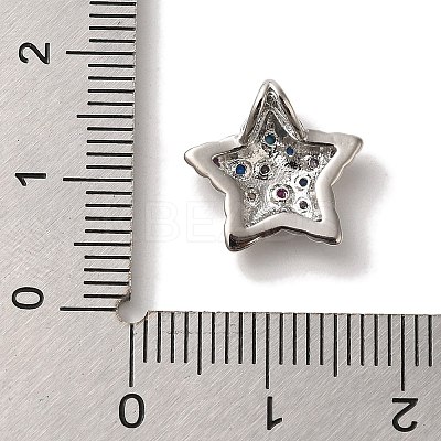 Rack Plating Brass Micro Pave Clear Cubic Zirconia Charm KK-U027-18P-1