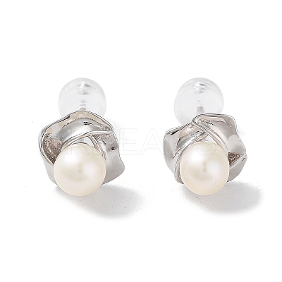 Natural Pearl Stud Earrings for Women EJEW-C083-07A-P-1