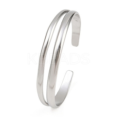 304 Stainless Steel Cuff Bangles for Women LS-BJEW-B147-02P-1