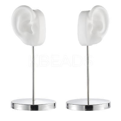 2 Sets 2 Styles Left & Right Silicone Ear Shaped Earring Display Stands with Iron Bar EDIS-SC0001-14-1