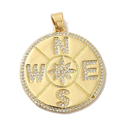 Rack Plating Brass Micro Pave Cubic Zirconia Pendants KK-P241-40G-1